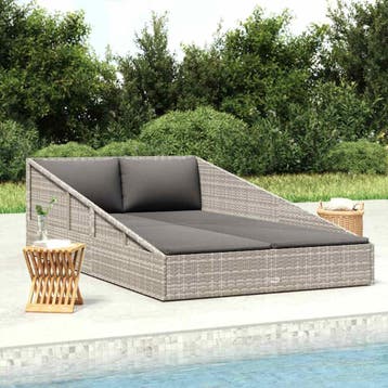 vidaXL Tuinbed 110x200 cm poly rattan grijs, Tuin en Terras, Verzenden, Nieuw