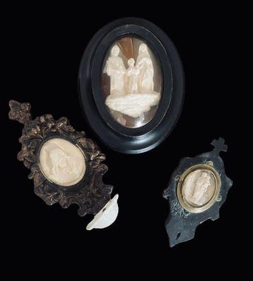Drie antieke devotionele plaquettes - Plaque - Meerschuim
