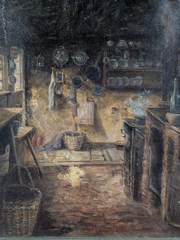 Europese school (XX) - Interno di cucina rustica