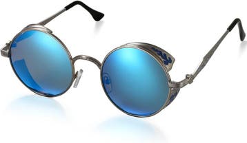 Bril retro blauw rond - retourdeal 29% korting, Overige merken, Zonnebril, Blauw, Nieuw