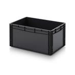 Stapelbak, 600x400x320 mm, euronorm, ESD, zwart pp, gebruikt, Doe-het-zelf en Verbouw, Gebruikt, 40 tot 60 cm, 50 tot 75 cm, Bak of Kist