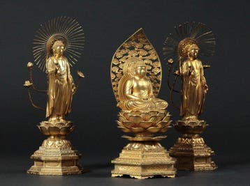 Amida Buddha Buddhist Figures (Set of 3) – Cast Metal -