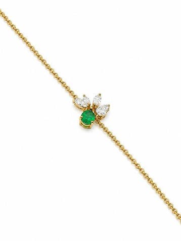 Schakelarmband - 18 karaat Geel goud - 1.23ct. tw. Smaragd -