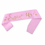 Sjerp Sweet 16 roze met folie gouden tekst, Verzenden, Nieuw, Versiering, Verjaardag