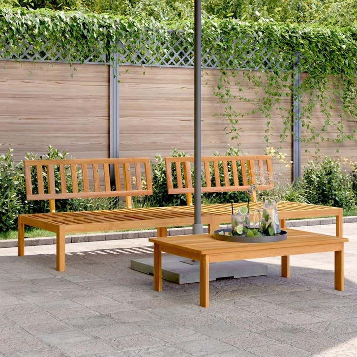 vidaXL Tuinmiddenbanken 2 st pallet massief acaciahout, Tuin en Terras, Tuinsets en Loungesets, Nieuw, Hardhout, Verzenden