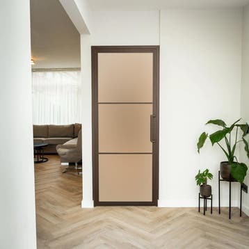 Stalen Binnendeur - Brons - 3 Vlaks - Mat glas, Doe-het-zelf en Verbouw, Deuren en Horren, Minder dan 80 cm, Binnendeur, Nieuw