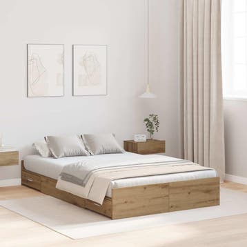 vidaXL Opbergbedframe met lade Artisan Eiken 120 x 190 cm, Verzenden, Nieuw, Bruin, Hout
