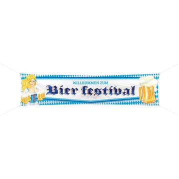 Oktoberfest Bierpullen Spandoek - 180x40cm, Ophalen of Verzenden, Nieuw