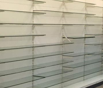 Glas schappen, glas legborden, Glazen schappen, glazen, Gebruikt
