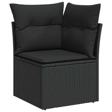vidaXL Tuinbankenset 9 st 7-Aantal zitplaatsen Zwart Poly, Verzenden, Nieuw, Rotan, Meer dan 8 zitplaatsen
