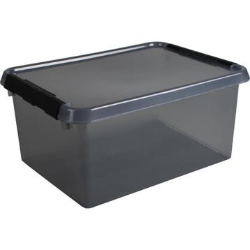 Opbergbox 15L - Transparant/Antraciet, Nieuw