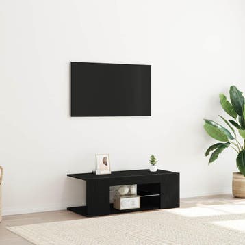 vidaXL TV-kast 90 x 39 x 30 cm Zwart Eiken Bewerkt hout, Huis en Inrichting, Kasten | Televisiemeubels, Minder dan 50 cm, Verzenden