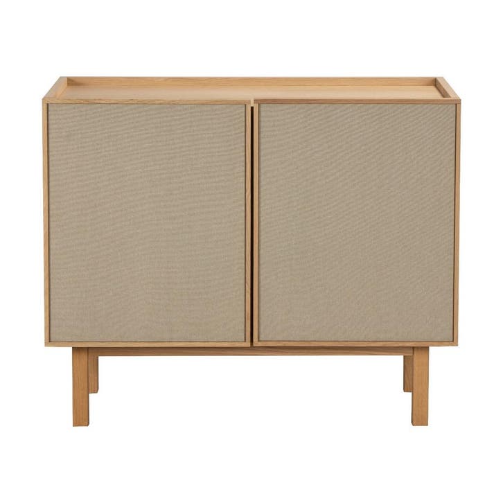 *WOONWINKEL* Kastje Eiken Met Stoffen Deuren 90 Cm, Huis en Inrichting, Kasten | Dressoirs, Nieuw, Verzenden