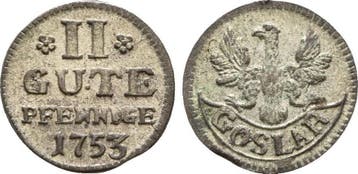 2 Pfennig 1753 Goslar Stadt:, Verzenden