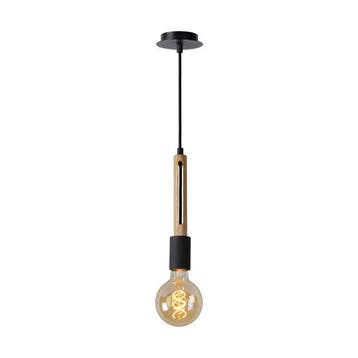 Lucide Tanner Hanglamp - Zwart/Lichtbruin - Zwart, Huis en Inrichting, Ophalen of Verzenden, Nieuw