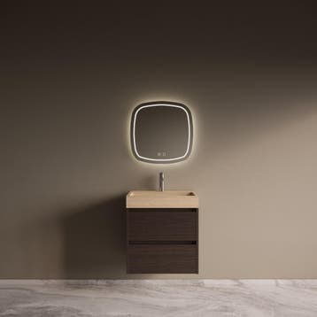 Badmeubelset Riga Travertin met Wastafel 60 cm Bruin Eiken, Ophalen of Verzenden, Nieuw, Bad