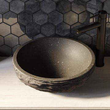 Brauer Molten Waskom - Rond - 42 cm - Natuursteen Basalt -, Ophalen of Verzenden, Nieuw