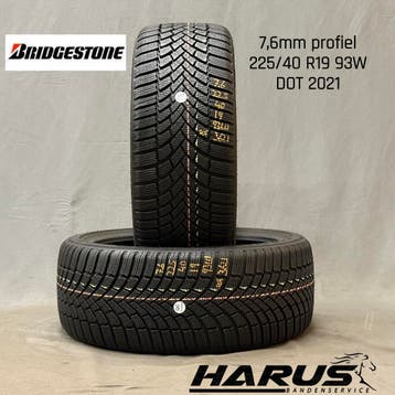 225/40/19 93W Bridgestone winterbanden 7,6mm profiel 2X, 19 inch, Gebruikt, Band(en), Personenwagen