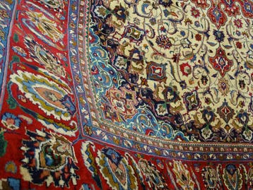 Perzisch Vloerkleed - Meshed - 388 x 298 cm - Handgeknoopt, Crème, 200 cm of meer, Ophalen of Verzenden, Zo goed als nieuw