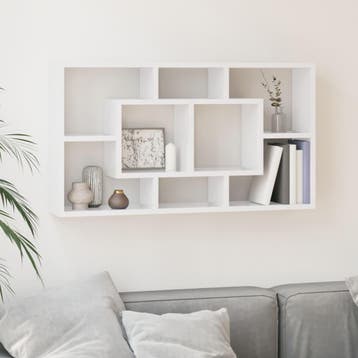 vidaXL Wandschap 8 vakken hoogglans wit, Huis en Inrichting, Woonaccessoires | Wandplanken en Boekenplanken, Verzenden, Nieuw