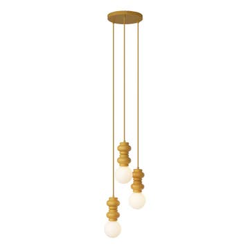 Retro hanglamp okergeel met mat glas 3-lichts - Fedde, Verzenden, Nieuw, Retro