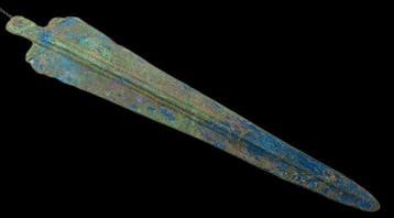 Oud-Grieks, Archaïsche Periode Oud bronzen speerpunt - 31 cm