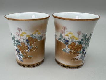 Beker - Kutani Ware – Naga-sei – Paar polychrome glazen met