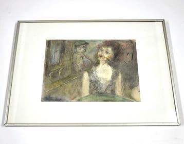 Vintage origineel portret 'Zittende vrouw' in gemengde, Huis en Inrichting, Verzenden, Gebruikt
