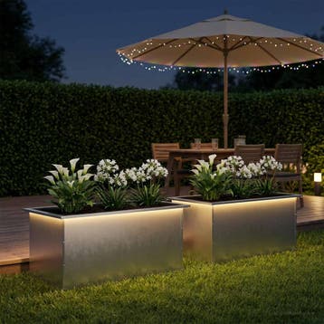 vidaXL Plantenbak met led 2 st zilver 50 x 80 x 48 cm, Verzenden, Nieuw, Metaal, 60 tot 100 cm