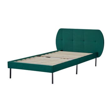 Gestoffeerd bed Porvoo met bedbodem 90x200 cm donkergroen [e, Verzenden, Nieuw