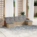 vidaXL 7-delige Loungeset met kussens poly rattan beige, Tuin en Terras, Verzenden, Nieuw, Loungeset