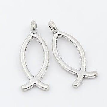 5 x Metalen bedel ichthus visje 20 x 8 x 2 mm – antiek zi., Ophalen of Verzenden, Nieuw, Kraal