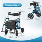 2dekans | Coast 2-in-1 Rollator - Rolstoel - Pneumatische, Ophalen of Verzenden, Zo goed als nieuw