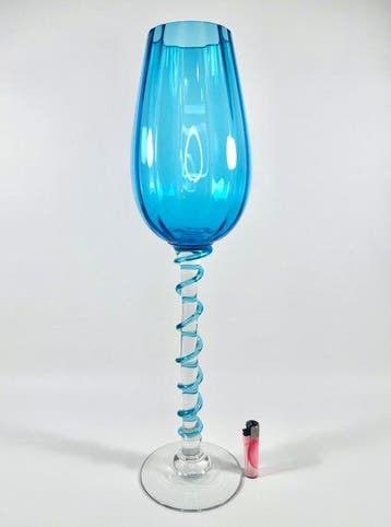 Vaas - Glas - Turkoois glas, XXL 55 cm