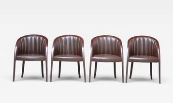 Fauteuil - Hout, Synthetisch leder - Set van vier fauteuils