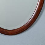 Ovale Engelse halspiegel met facet en ingelegde biezen ca 18, Ophalen of Verzenden