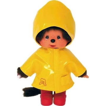 BANDAI Monchhichi - Iconische regenjas 20 cm - Geel (pluche), Verzenden, Nieuw
