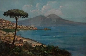 Italiaanse school (XX) - Panoramica golfo napoli