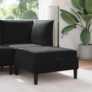 vidaXL Sofa Kruk met Opslag Zwart Fluweel, Huis en Inrichting, Banken | Bankstellen, Verzenden, Nieuw, Stof, Minder dan 150 cm