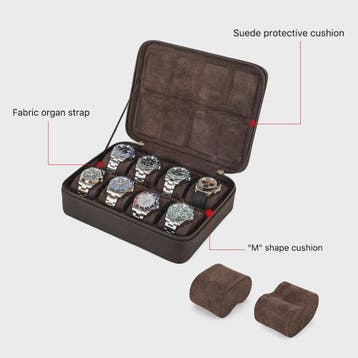 Luxe Leren Horlogedoos met 8 Vakken - Vintage Opbergkoffer v, Verzenden, Nieuw