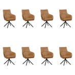 Set van 8 Leren draaibare eetkamerstoelen Fancy - Granada, Huis en Inrichting, Stoelen, Ophalen of Verzenden, Nieuw, Leer