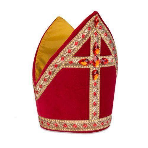 Sint kokermijter katoenfluweel, Hobby en Vrije tijd, Feestartikelen, Feestartikel, Nieuw, Verzenden