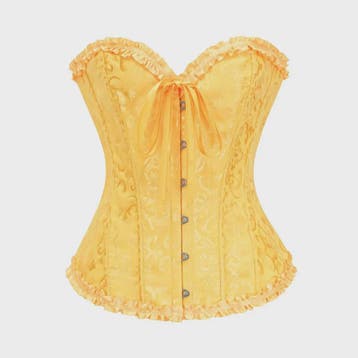 Victoriaans Gothic Overbust Corset met Kant en Ruches - Vint, Verzenden