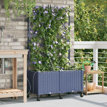 vidaXL Tuin Pot met Irrigatie en Wielen 2 st Grijs 80 x 40 x, Verzenden, Nieuw, Minder dan 60 cm, 60 cm of meer