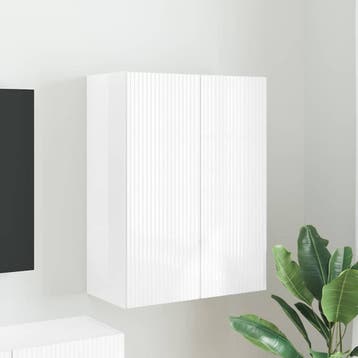 vidaXL TV-wandkast Hoogglans wit 59,5 x 31 x 80 cm Bewerkt, Huis en Inrichting, Kasten | Televisiemeubels, Minder dan 50 cm, Verzenden