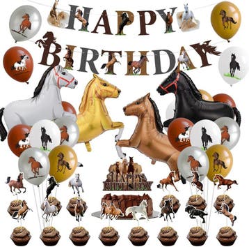 41-delige paarden decoratie set Happy Birthday deLuxe, Ophalen of Verzenden, Nieuw