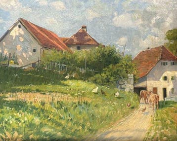 Walter Racine (1866-1943) - Pomeriggio di agosto, Vallese, Antiek en Kunst, Kunst | Schilderijen | Klassiek