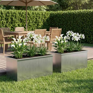 vidaXL Plantenbak met led 2 st zilver 50 x 80 x 48 cm, Verzenden, Nieuw, Metaal, 60 tot 100 cm