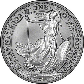 Britannia 1 oz 2002 (100.000 oplage), Verzenden, Overige landen, Losse munt, Zilver