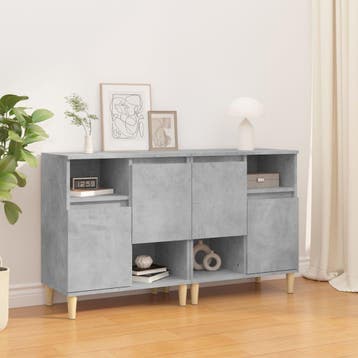 vidaXL Dressoirs 2 st 60x35x70 cm bewerkt hout betongrijs, Verzenden, Nieuw, Overige houtsoorten, Minder dan 50 cm
